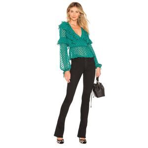 Tularosa Mabel Ruffle Top in Teal NWOT Size XS